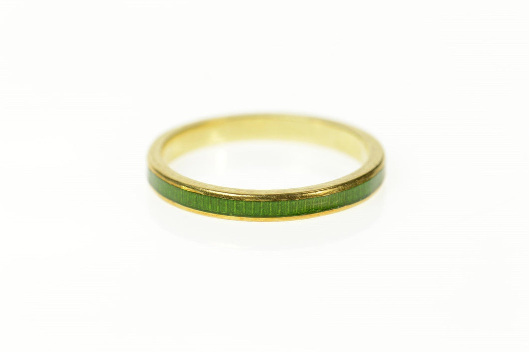 14K 2.5mm Green Enamel Stackable Band Ring Size 6.5 Yellow Gold