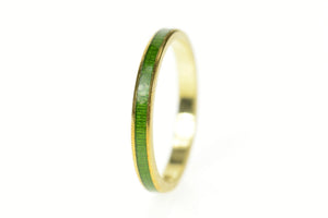 14K 2.5mm Green Enamel Stackable Band Ring Size 6.5 Yellow Gold