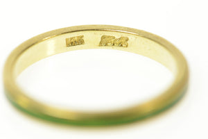 14K 2.5mm Green Enamel Stackable Band Ring Size 6.5 Yellow Gold