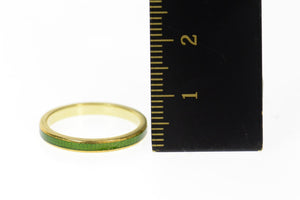 14K 2.5mm Green Enamel Stackable Band Ring Size 6.5 Yellow Gold