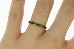 14K 2.5mm Green Enamel Stackable Band Ring Size 6.5 Yellow Gold