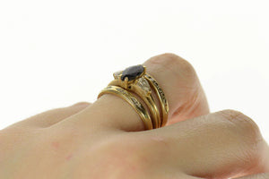 10K Marquise Sapphire Diamond Bridal Set Ring Size 7.5 Yellow Gold