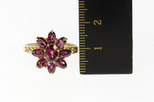 Load image into Gallery viewer, 10K Oval Garnet Halo Cluster Statement Cocktail Ring Size 10 Yellow Gold