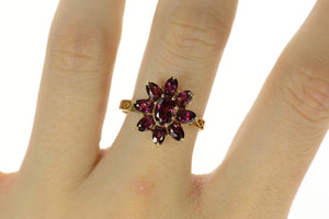 10K Oval Garnet Halo Cluster Statement Cocktail Ring Size 10 Yellow Gold