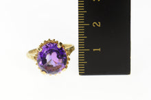 Load image into Gallery viewer, 10K Ornate Retro Oval Amethyst Solitaire Cocktail Ring Size 7 Yellow Gold
