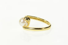 Load image into Gallery viewer, 14K Pearl Wavy Bypass Swirl Statement Ring Size 6.25 Yellow Gold