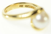 Load image into Gallery viewer, 14K Pearl Wavy Bypass Swirl Statement Ring Size 6.25 Yellow Gold