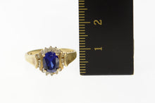 Load image into Gallery viewer, 10K Oval Syn. Sapphire Diamond Classic Ring Size 7 Yellow Gold