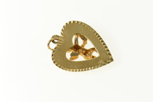 14K 1960's Retro Cupid Heart Valentine Motif Charm/Pendant Yellow Gold