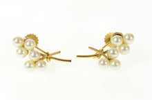 Load image into Gallery viewer, 14K Retro Pearl Cluster Screw Back Statement Earrings Yellow Gold