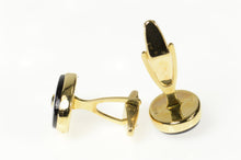Load image into Gallery viewer, 14K Oval Black Onyx Diamond Inlay Men&#39;s Cuff Links Yellow Gold