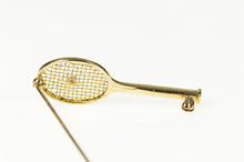 Load image into Gallery viewer, 14K Pearl Accent Tennis Racquet Statement Pin/Brooch Yellow Gold