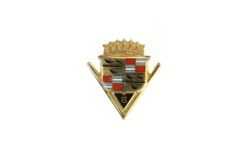 10K Enamel Cadillac 5 Years Service Lapel Pin/Brooch Yellow Gold