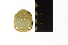 Load image into Gallery viewer, 14K Carved Floral Ornate Jade Retro Cocktail Ring Size 7.75 Yellow Gold