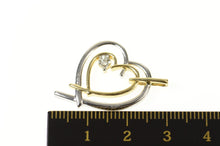 Load image into Gallery viewer, 10K Two Tone Diamond Heart Love Symbol Pendant White Gold