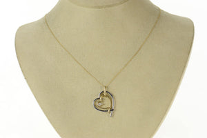 10K Two Tone Diamond Heart Love Symbol Pendant White Gold