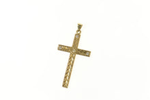 Load image into Gallery viewer, 14K Art Deco Etched Diamond Ornate Cross Pendant Yellow Gold