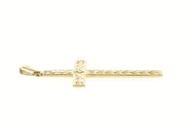Load image into Gallery viewer, 14K Art Deco Etched Diamond Ornate Cross Pendant Yellow Gold