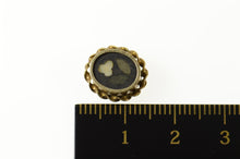 Load image into Gallery viewer, 10K Black Onyx Floral Inlay Victorian Button Cover Yellow Gold