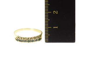 18K Seven Emerald Stackable Wedding Band Ring Size 7.75 Yellow Gold