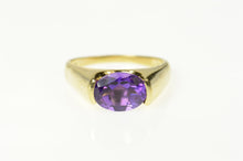 Load image into Gallery viewer, 10K Oval Amethyst Ornate Pressure Set Statement Ring Size 9.75 Yellow Gold