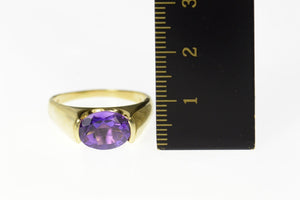 10K Oval Amethyst Ornate Pressure Set Statement Ring Size 9.75 Yellow Gold