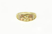 Load image into Gallery viewer, 14K Two Tone Textured Bar Graduated Band Ring Size 6.5 Yellow Gold