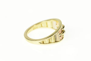 14K Two Tone Textured Bar Graduated Band Ring Size 6.5 Yellow Gold