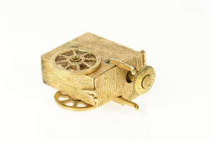 14K Ornate Seed Pearl Calliope Music Box Charm/Pendant Yellow Gold