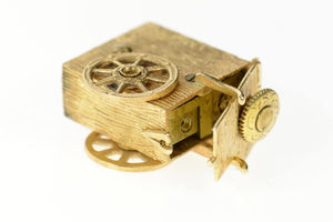 14K Ornate Seed Pearl Calliope Music Box Charm/Pendant Yellow Gold