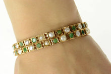 Load image into Gallery viewer, 14K Victorian Emerald Classic Statement Bangle Bracelet 7.75&quot; Yellow Gold