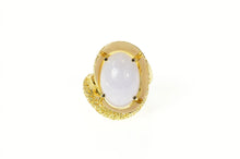 Load image into Gallery viewer, 14K Pale Blue Agate Cabochon Swirl Statement Ring Size 7 Yellow Gold