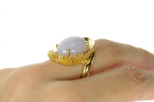 Load image into Gallery viewer, 14K Pale Blue Agate Cabochon Swirl Statement Ring Size 7 Yellow Gold