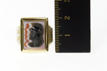 Load image into Gallery viewer, 10K Men&#39;s Ornate Carved Agate Trojan Cameo Ring Size 7.75 Yellow Gold