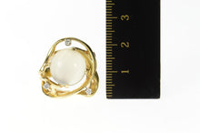 Load image into Gallery viewer, 14K Retro Ornate Moonstone Diamond Statement Ring Size 6.25 Yellow Gold
