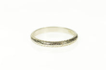 Load image into Gallery viewer, 18K Art Deco Etched Ornate 2.5mm Wedding Band Ring Size 5.75 White Gold