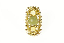 Load image into Gallery viewer, 14K Ornate Citrine Jadeite Filigree Statement Ring Size 6.5 Yellow Gold