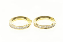 Load image into Gallery viewer, 14K Princess Cubic Zirconia Statement Hoop Earrings Yellow Gold