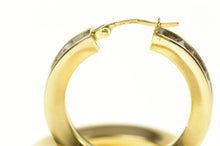 Load image into Gallery viewer, 14K Princess Cubic Zirconia Statement Hoop Earrings Yellow Gold