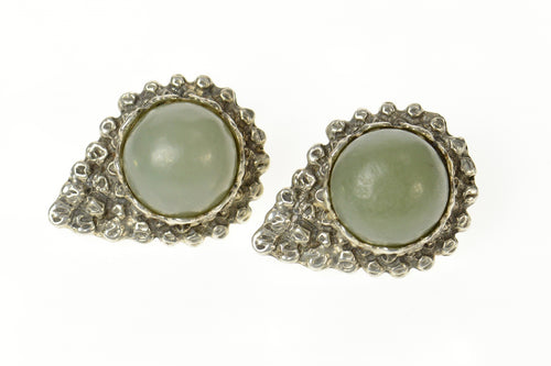 Sterling Silver Aventurine Ornate Planchette French Clip Earrings