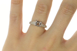 18K 0.22 Ctw Diamond 7mm Engagement Setting Ring Size 6 White Gold