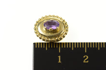 Load image into Gallery viewer, 10K Oval Amethyst Dot Trim Ornate Slide Bracelet Charm/Pendant Yellow Gold