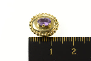 10K Oval Amethyst Dot Trim Ornate Slide Bracelet Charm/Pendant Yellow Gold