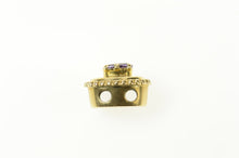 Load image into Gallery viewer, 10K Oval Amethyst Dot Trim Ornate Slide Bracelet Charm/Pendant Yellow Gold