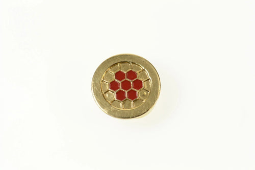 10K Red Enamel Honeycomb Design Slide Bracelet Charm/Pendant Yellow Gold