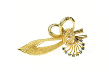 Load image into Gallery viewer, 14K Retro Sapphire Ornate Bow Knot Statement Pendant Yellow Gold