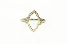 Load image into Gallery viewer, 14K Ornate Marquise Art Deco Filigree Setting Ring Size 6.5 White Gold