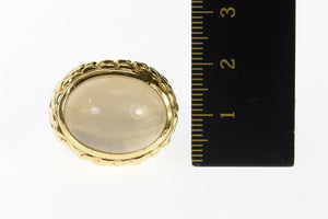 14K Oval Moonstone Textured Nugget Cocktail Ring Size 9.25 Yellow Gold