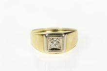 Load image into Gallery viewer, 14K Men&#39;s Diamond Solitaire Squared Wedding Ring Size 11.25 Yellow Gold