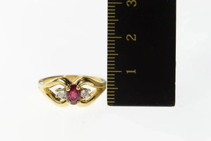 14K Oval Ruby Diamond Accent Engagement Ring Size 6.75 Yellow Gold